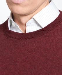Burgundy Merino Wool Crew Neck Sweater