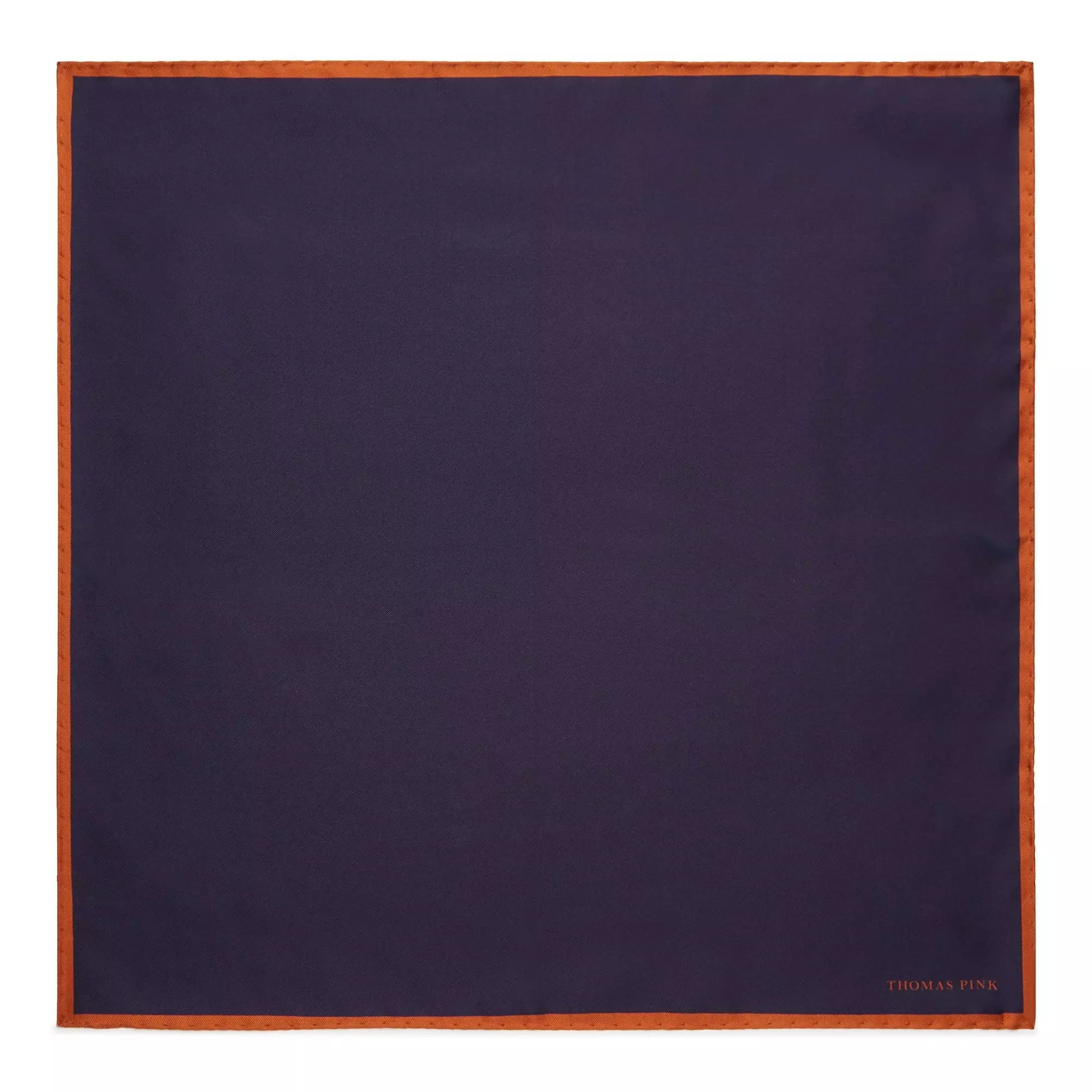 Navy Blue & Orange Silk Twill Woven Pocket Square