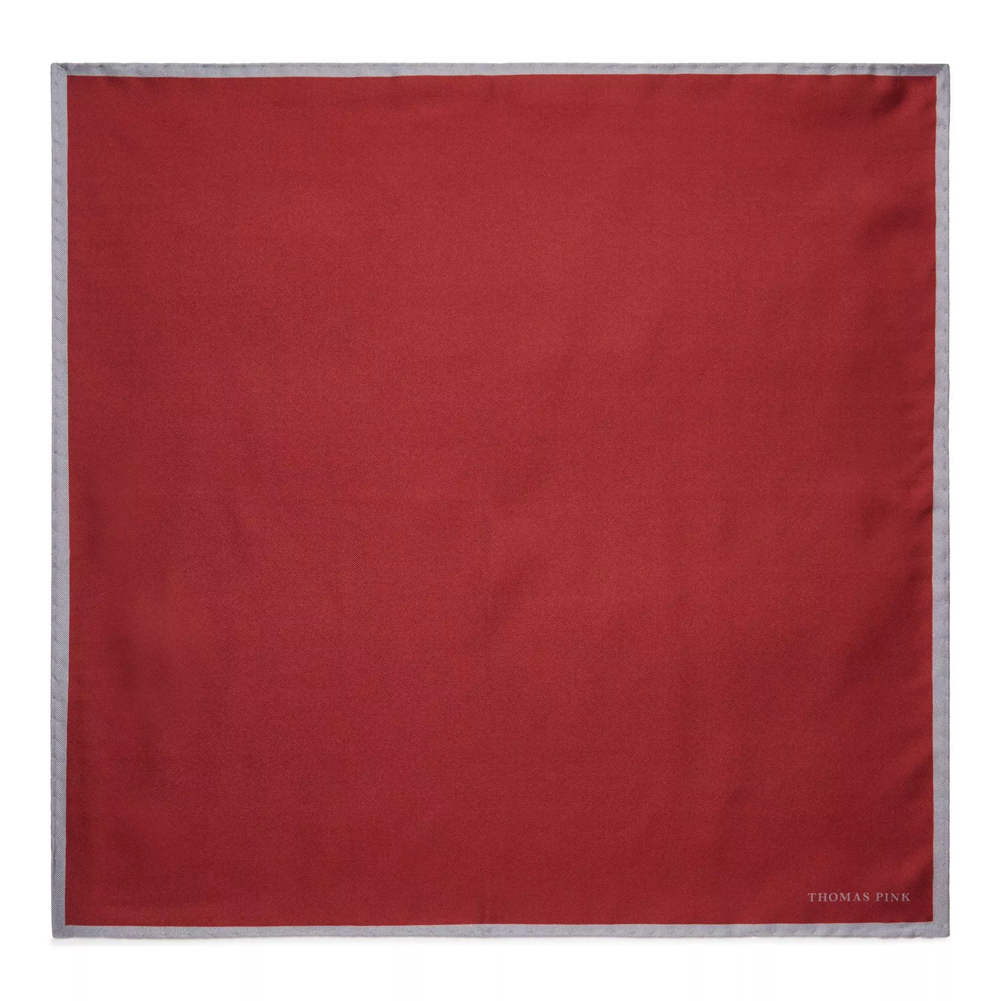 Burgundy Red & Grey Silk Twill Woven Pocket Square