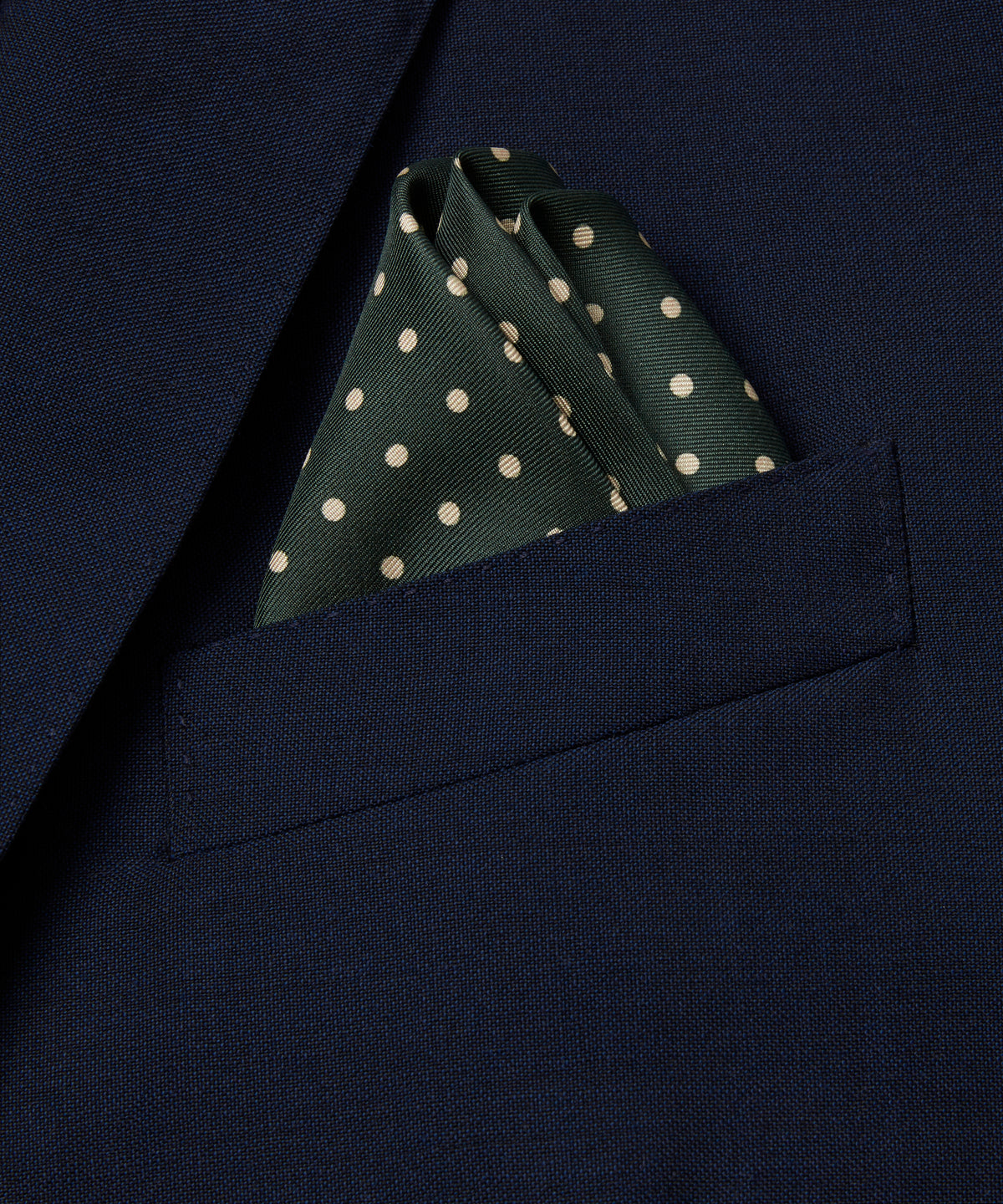 Green & Neutral Polka Dot Silk Pocket Square