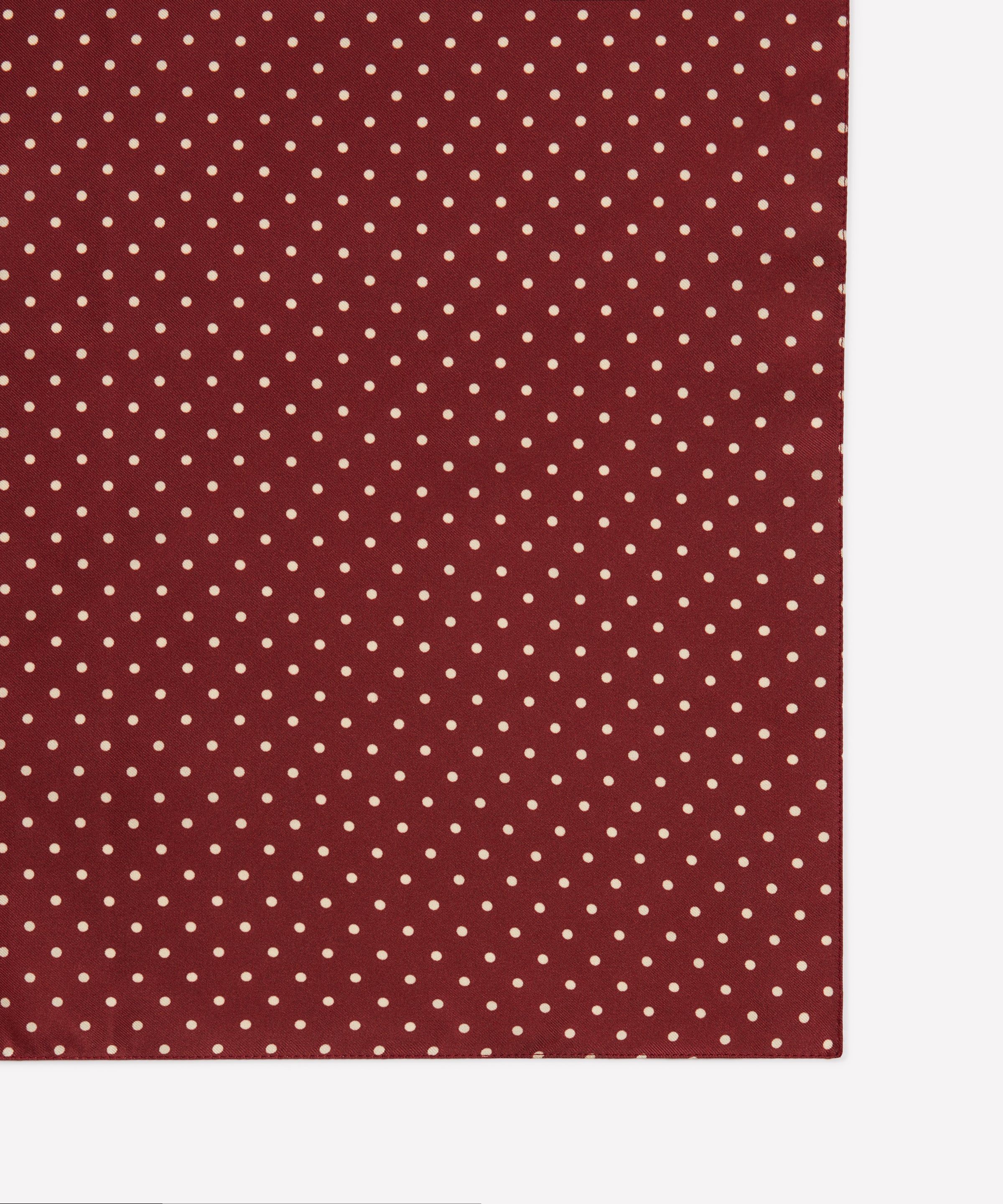 Red & Neutral Polka Dot Silk Pocket Square