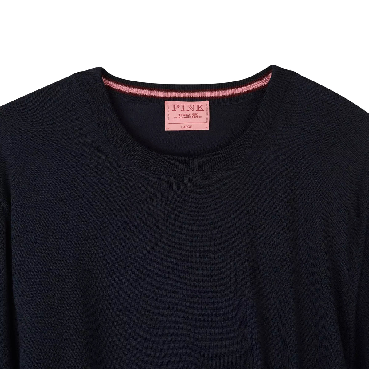 Navy Blue Merino Wool Crew Neck Sweater