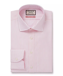 Pink & White Tailored Fit Bengal Wide Stripe Formal Shirt