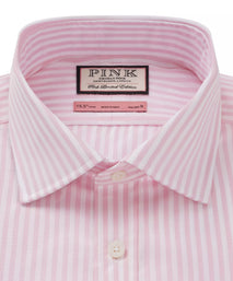 Pink & White Tailored Fit Bengal Wide Stripe Formal Shirt