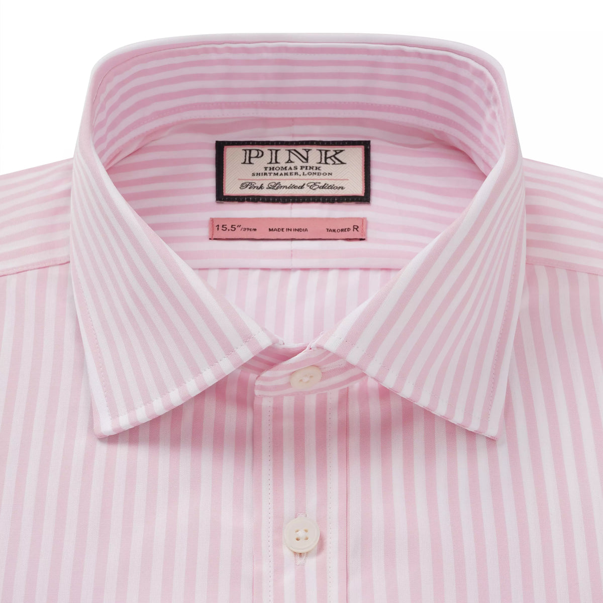 Pink & White Tailored Fit Bengal Wide Stripe Formal Shirt