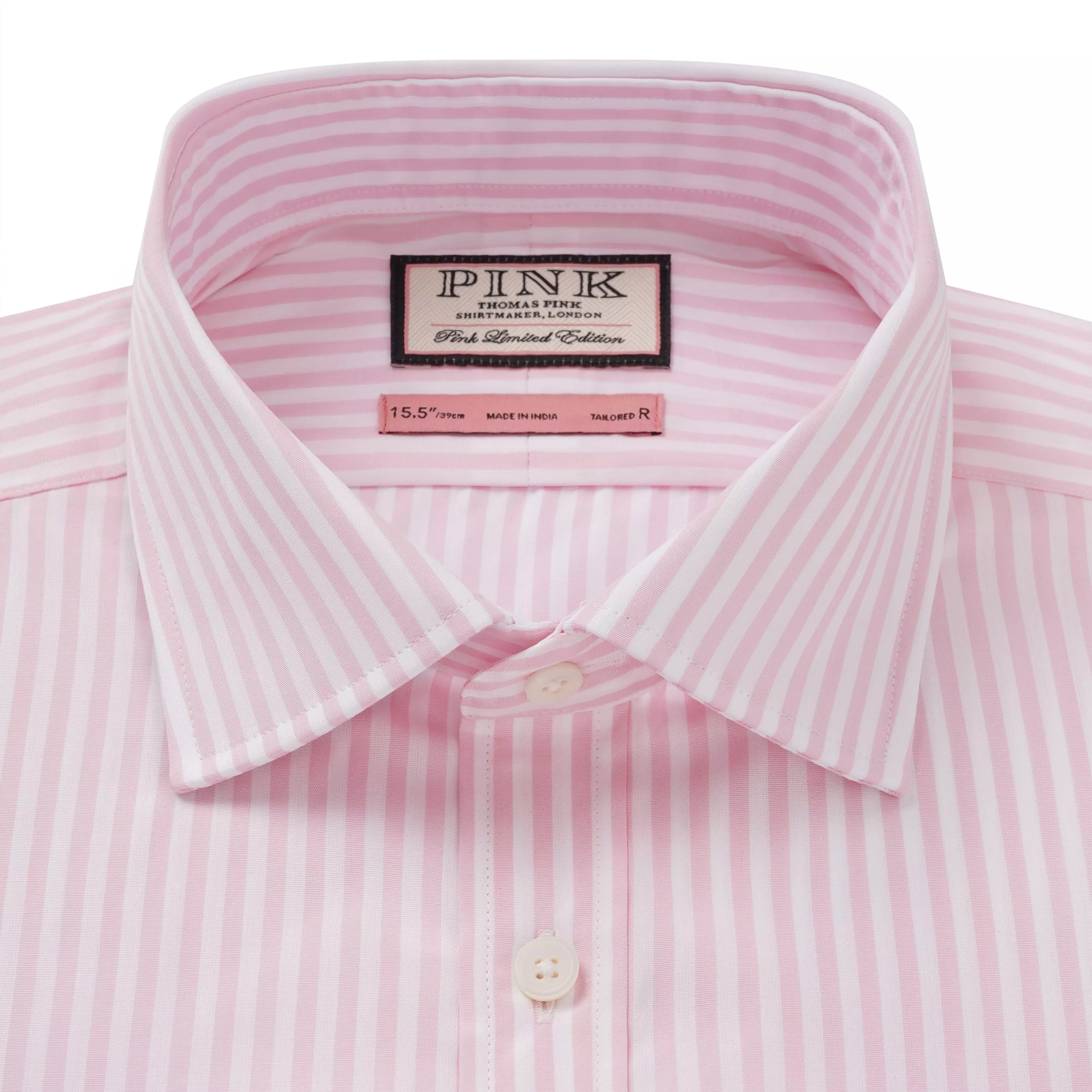 Pink & White Tailored Fit Bengal Wide Stripe Formal Shirt