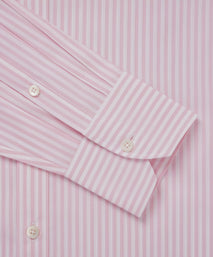 Pink & White Tailored Fit Bengal Wide Stripe Formal Shirt