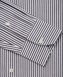 Charcoal Grey & White Classic Fit Panama Stripe Formal Shirt